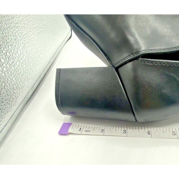 Madden Girl Chunky Black Faux Leather Ankle Booties Heeled Boots Sz 6.5 M Boho - Picture 8 of 11